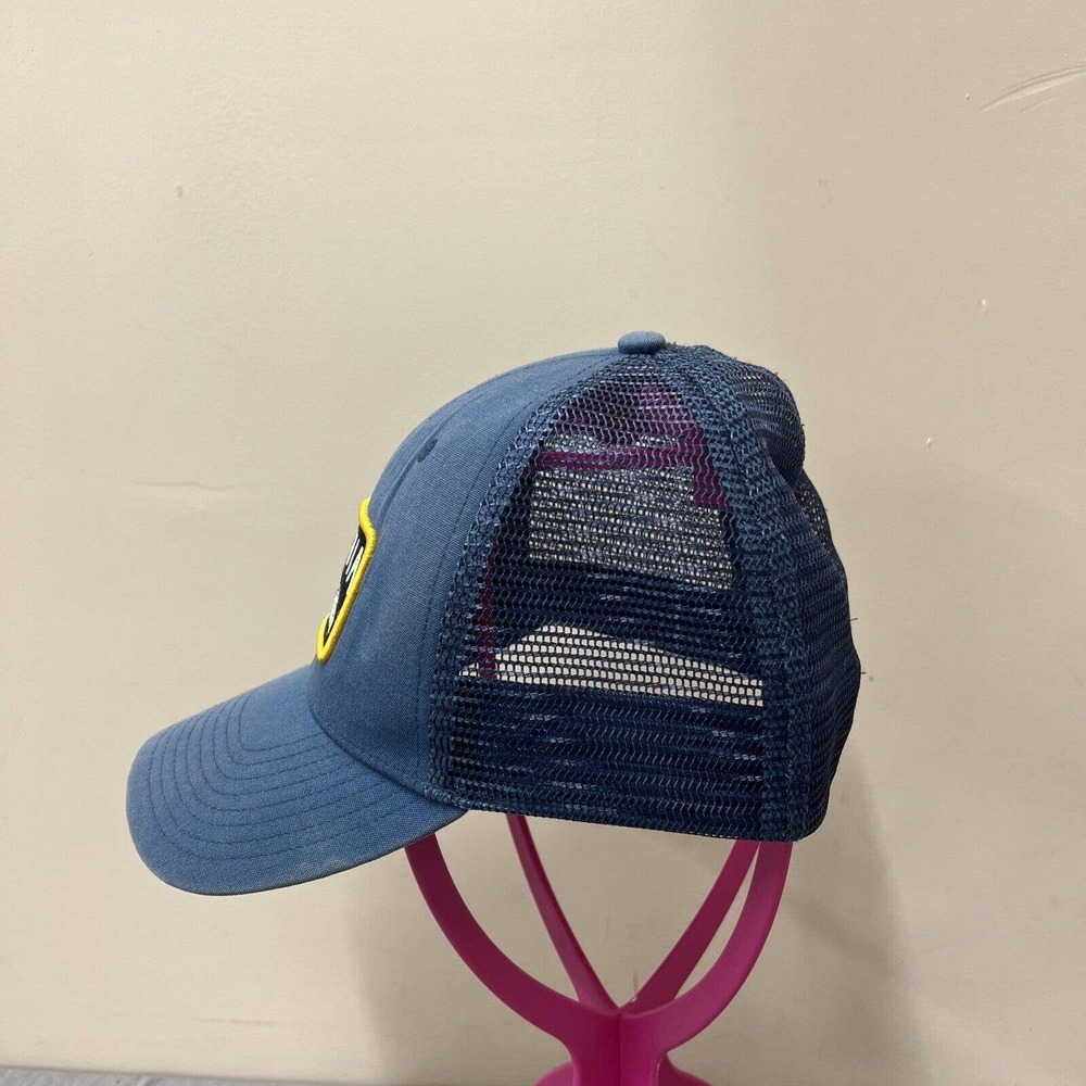 Patagonia Trucker Hat Snapback Adjustable Navy Blue Mesh Cap Box Logo FS Charity - Picture 2 of 8
